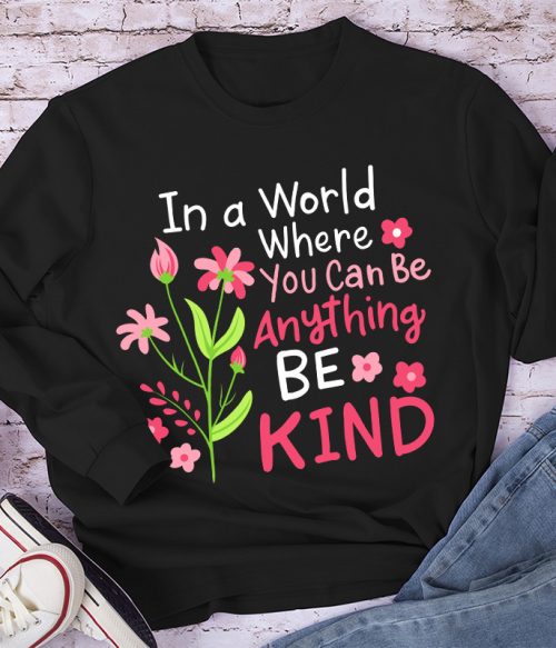 Be Kind Pink Flower Teacher Long Sleeve T-Shirt