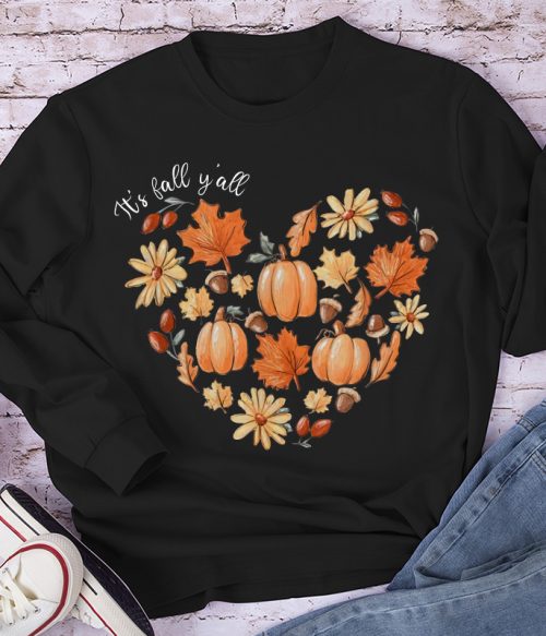 It's Fall Y'all The Heartbeat Of Fall Teacher Long Sleeve T-Shirt