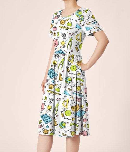 My Good Helper In Mathematics Teacher Printed One Piece Dress