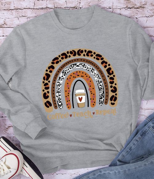 Coffee Teach Repeat Coffee Lover Long Sleeve T-Shirt
