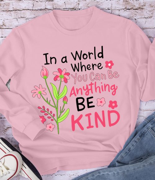 Be Kind Pink Flower Teacher Long Sleeve T-Shirt